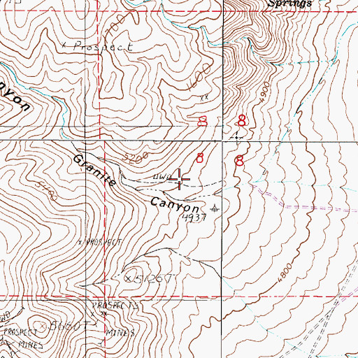 Topographic Map of Granite Canyon, NV
