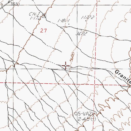 Topographic Map of Granite Canyon, NV