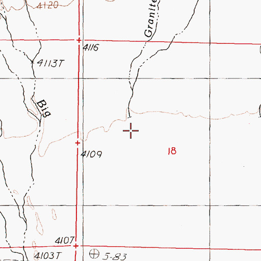Topographic Map of Granite Creek, NV
