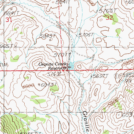 Topographic Map of Granite Creek Reservoir, NV