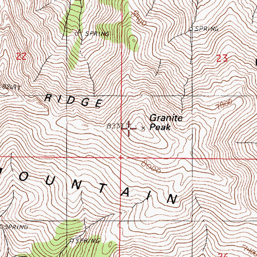Topographic Map of Granite Peak, NV