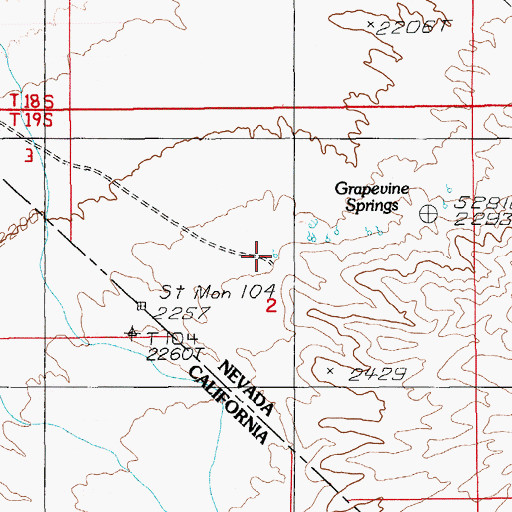 Topographic Map of Grapevine Springs, NV