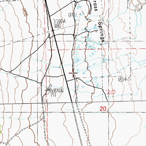 Topographic Map of Grass Springs, NV