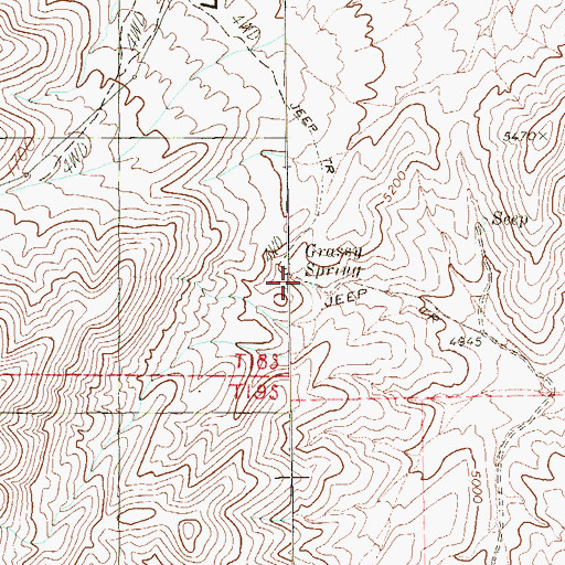 Topographic Map of Grassy Spring, NV