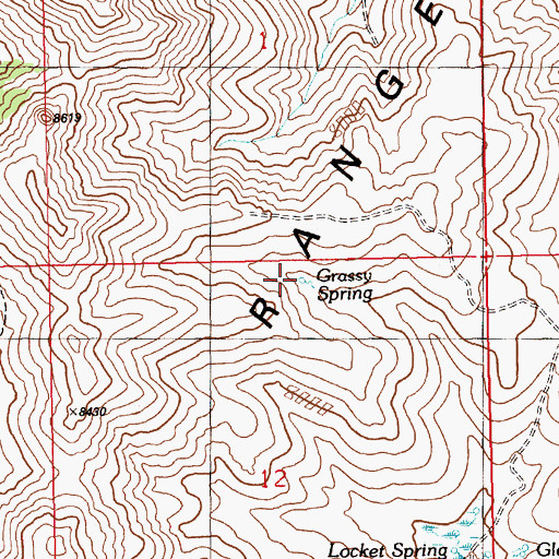 Topographic Map of Grassy Spring, NV