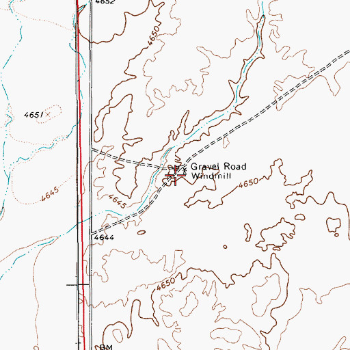 Topographic Map of Gravel Road Windmill, NV
