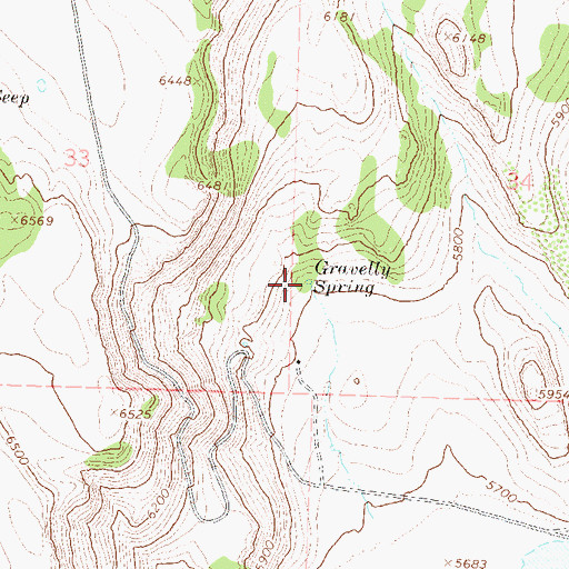 Topographic Map of Gravelly Spring, NV