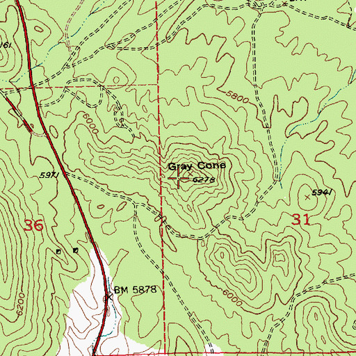 Topographic Map of Gray Cone, NV