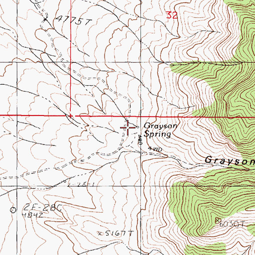 Topographic Map of Grayson Spring, NV