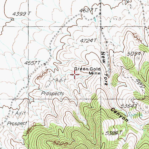 Topographic Map of Green Gold Mine, NV