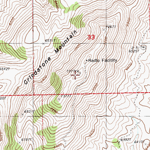 Topographic Map of Grindstone Mountain, NV
