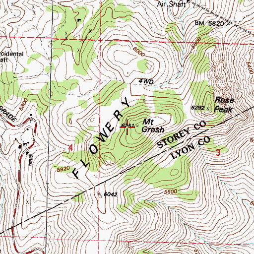 Topographic Map of Mount Grosh, NV