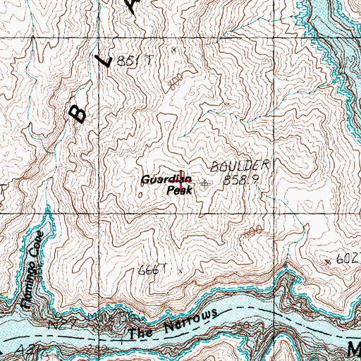 Topographic Map of Guardian Peak, NV
