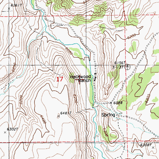 Topographic Map of Hackwood Ranch, NV
