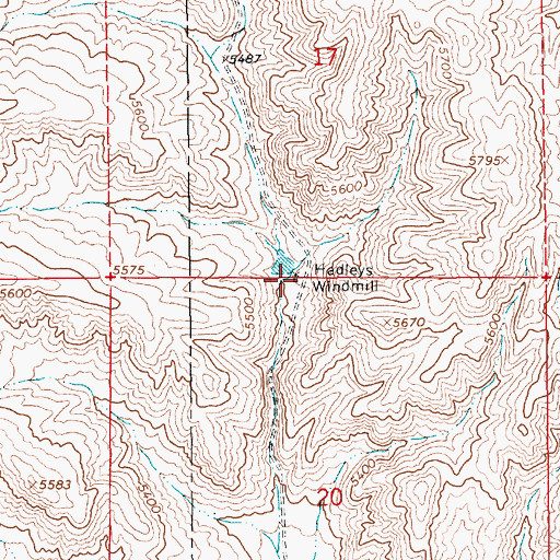 Topographic Map of Hadleys Windmill, NV