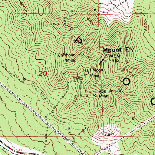 Topographic Map of Half Moon Mine, NV