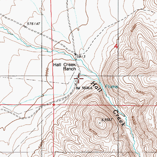 Topographic Map of Hall Creek Ranch, NV