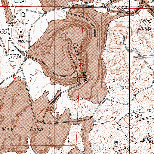 Topographic Map of Hall Mine, NV