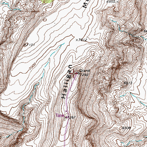 Topographic Map of Halligan Mesa, NV