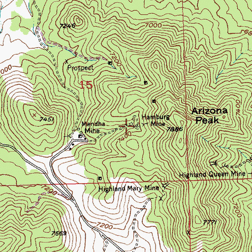 Topographic Map of Hamburg Mine, NV