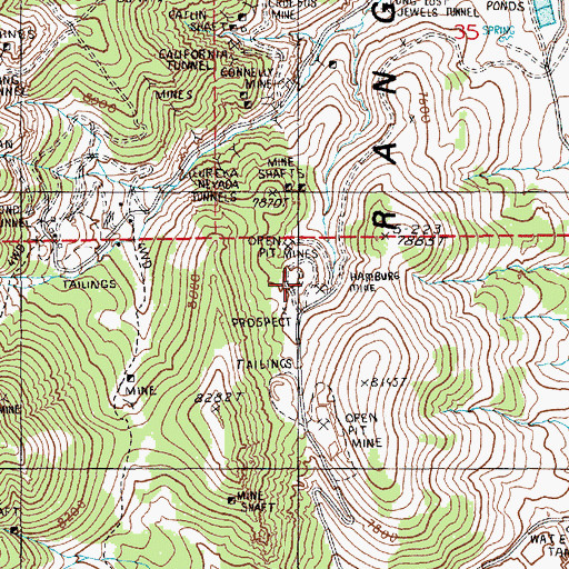 Topographic Map of Hamburg Mine, NV