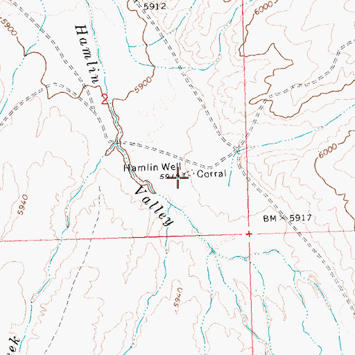 Topographic Map of Hamlin Well, NV