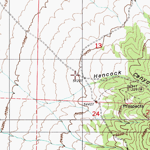 Topographic Map of Hancock Canyon, NV