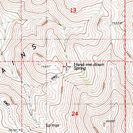 Topographic Map of Hand-me-down Spring, NV