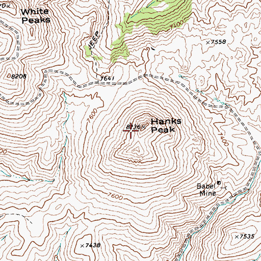 Topographic Map of Hanks Peak, NV
