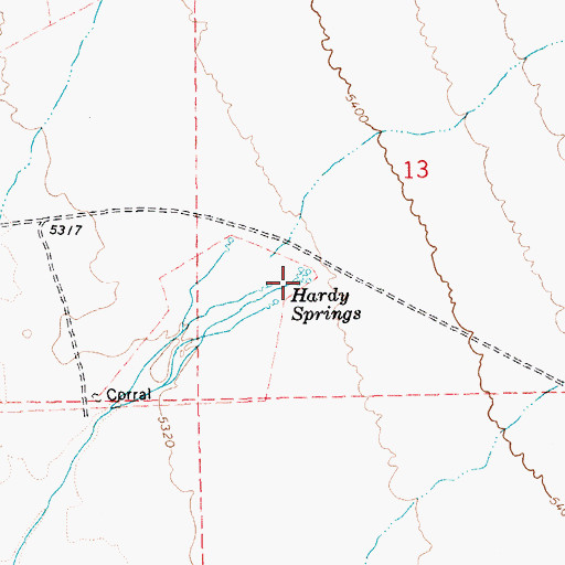 Topographic Map of Hardy Springs, NV