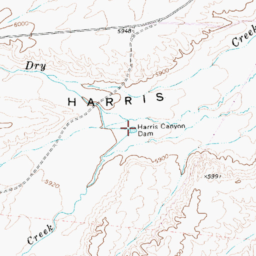 Topographic Map of Harris Canyon Dam, NV