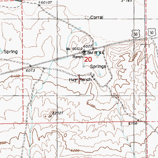 Topographic Map of Hay Ranch, NV