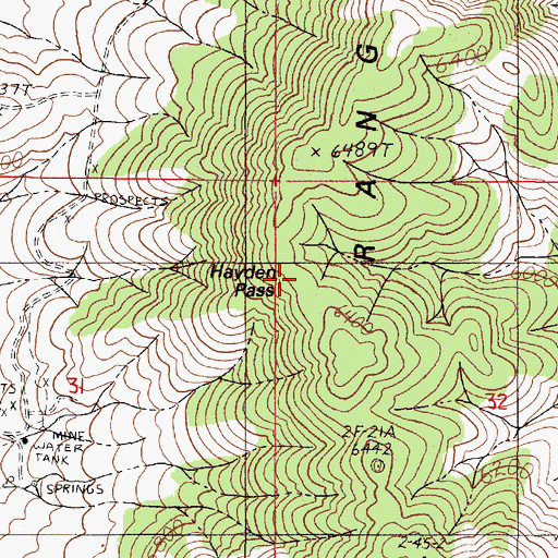 Topographic Map of Hayden Pass, NV