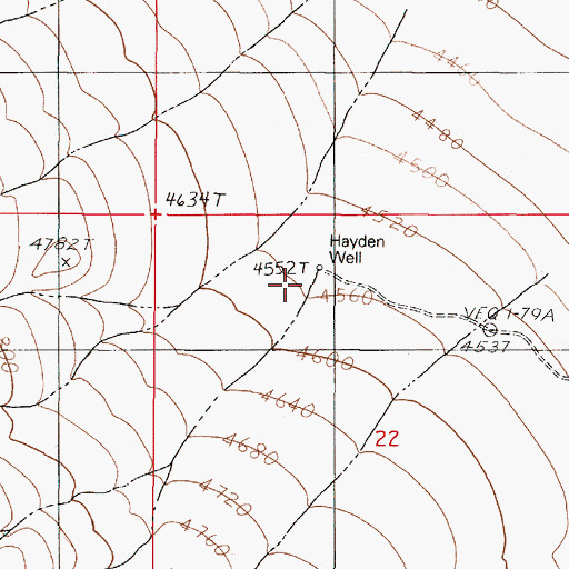 Topographic Map of Hayden Well, NV