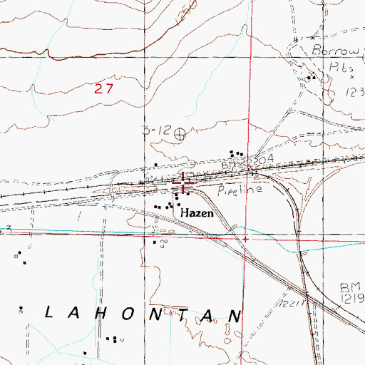 Topographic Map of Hazen, NV
