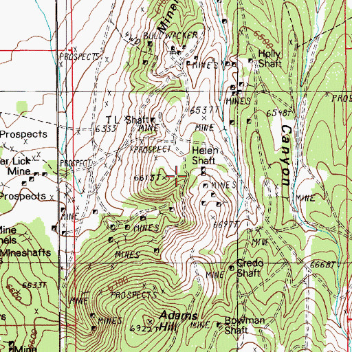 Topographic Map of Helen Shaft, NV