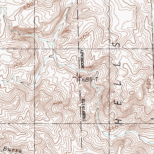 Topographic Map of Hells Kitchen, NV
