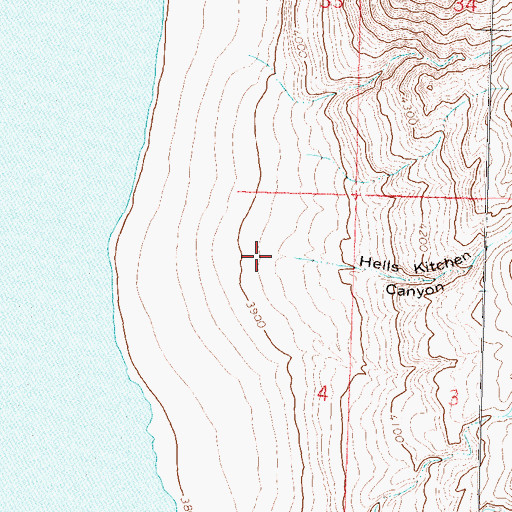 Topographic Map of Hells Kitchen Canyon, NV