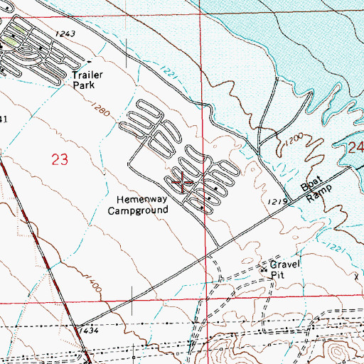 Topographic Map of Hemenway Campground, NV