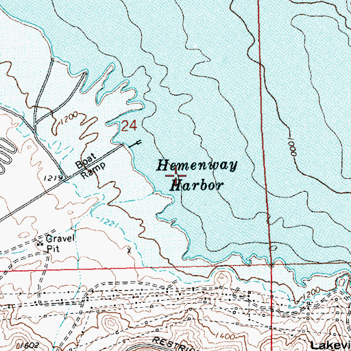 Topographic Map of Hemenway Harbor, NV