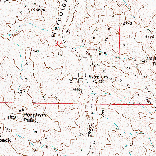 Topographic Map of Hercules, NV