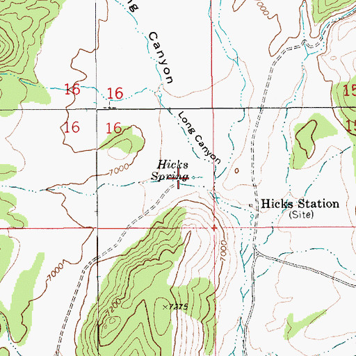 Topographic Map of Hicks Spring, NV