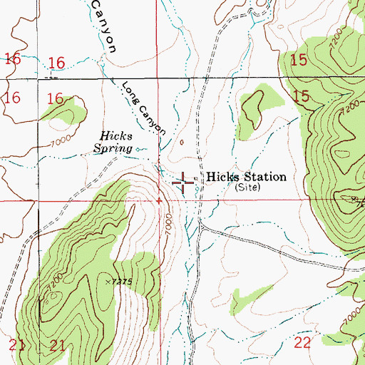 Topographic Map of Hicks Station, NV