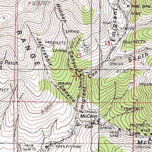 Topographic Map of Hidden Canyon, NV