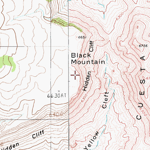 Topographic Map of Hidden Cliff, NV