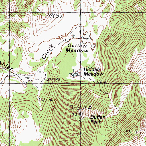 Topographic Map of Hidden Meadow, NV