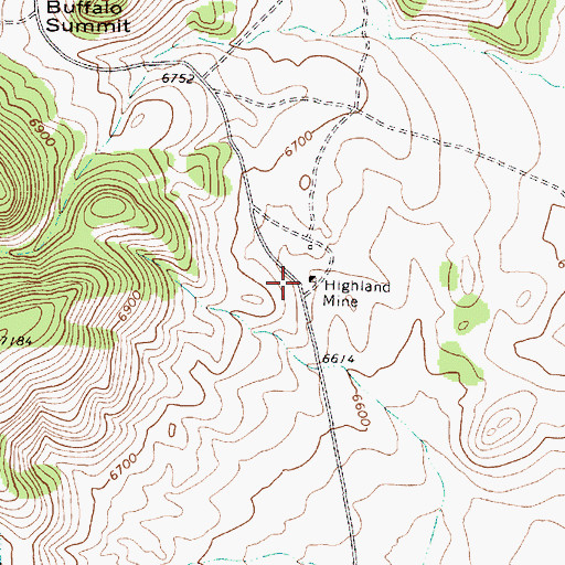 Topographic Map of Highland Mine, NV