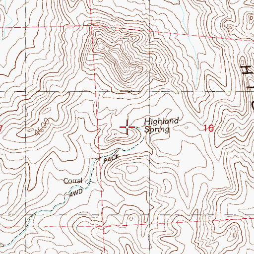 Topographic Map of Highland Spring, NV