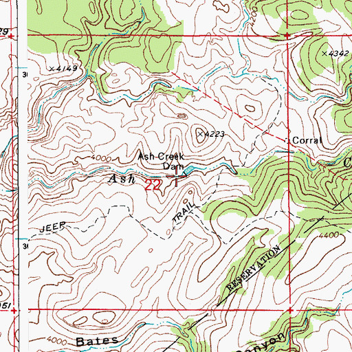 Topographic Map of Ash Creek Dam, AZ