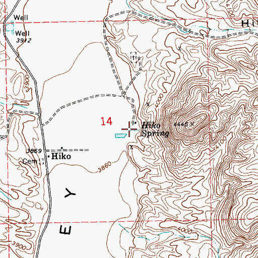 Topographic Map of Hiko Spring, NV